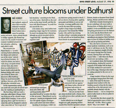 An article about a festival I put on with Dave Redfern called Planet Struck in 1998